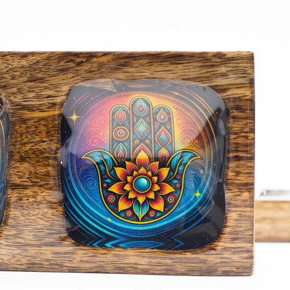 Plateau à mangue émaillé moyen - Hamsa