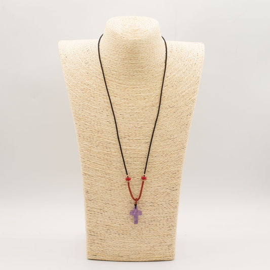 Kordelkette Edelstein-Anhänger – Amethyst-Kreuz