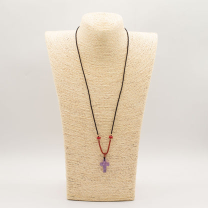 Kordelkette Edelstein-Anhänger – Amethyst-Kreuz
